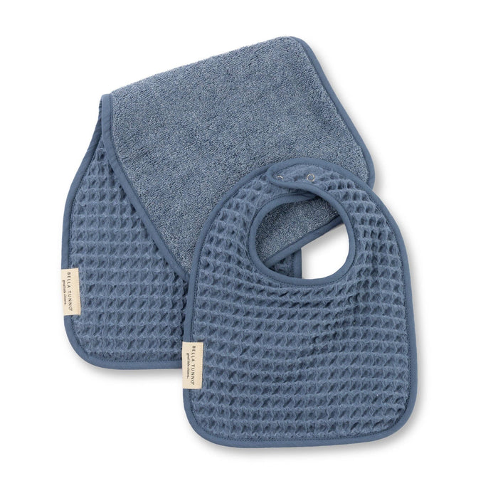 Reversible Bib + Burp Set Rain