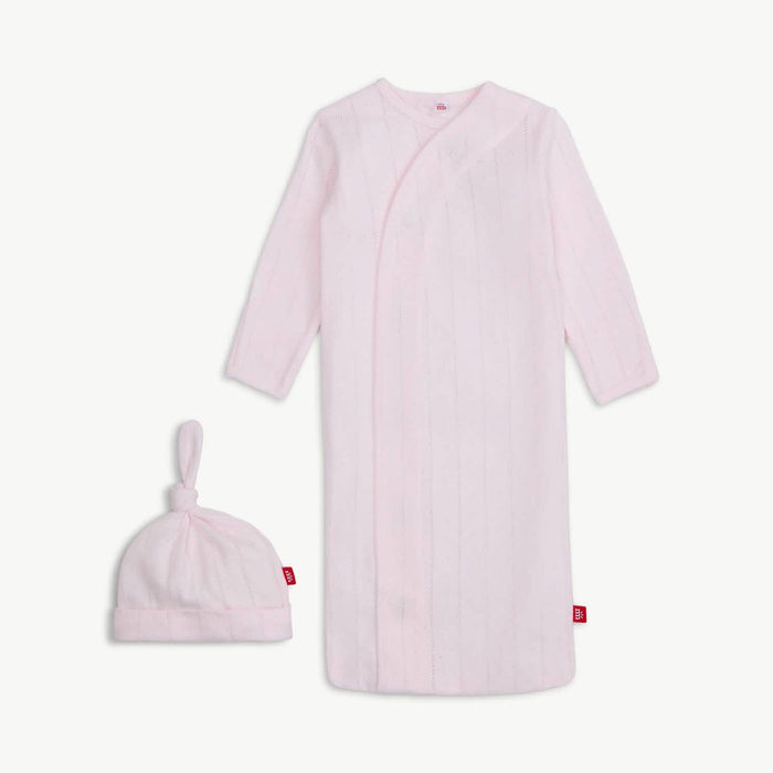 Love Lines Pink Pointelle Magnetic Gown + Hat