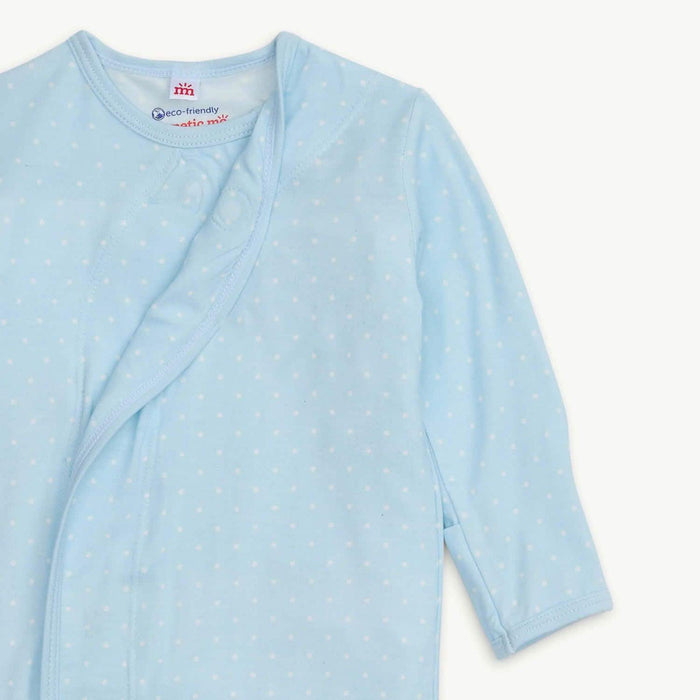 Pin Dot Blue Magnetic Gown + Hat NB-3 Months