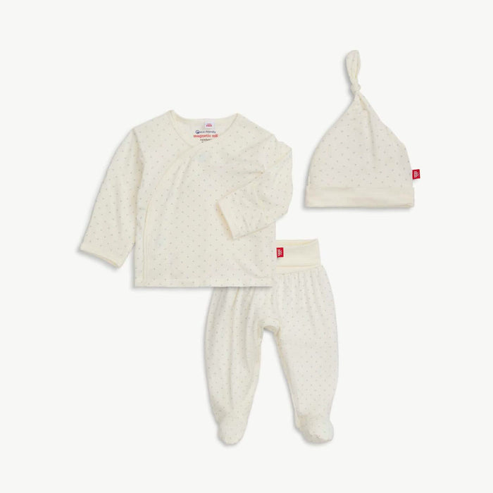 Pin Dot Cream Magnetic Kimono Set