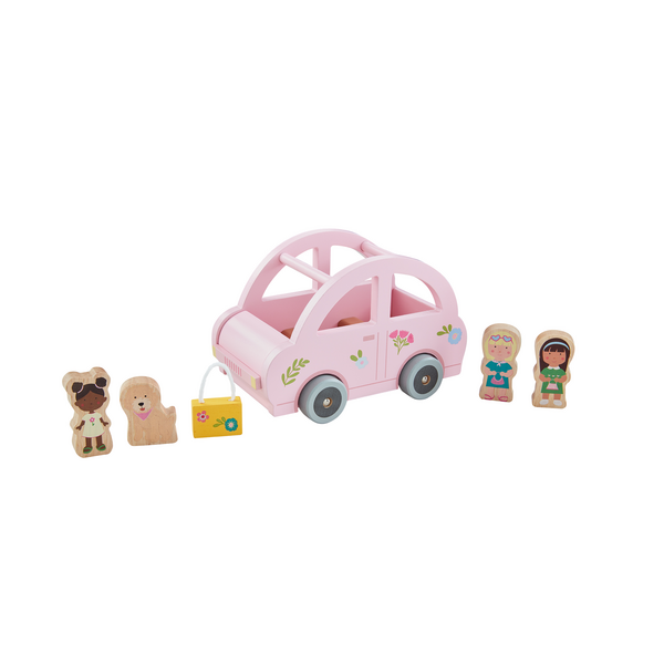 Pink Wooden Car Toy Set