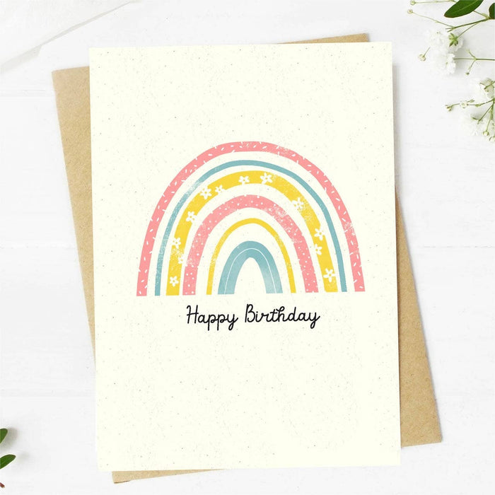 "Happy birthday" cute rainbow birthday card