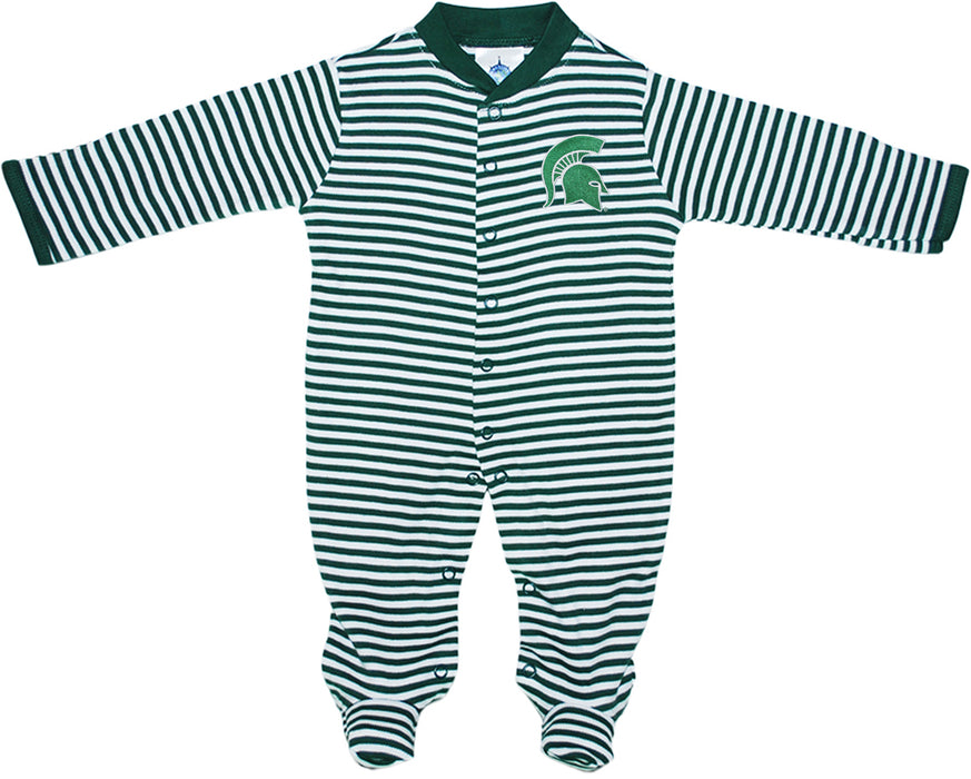 MSU Stripe Footed Romper