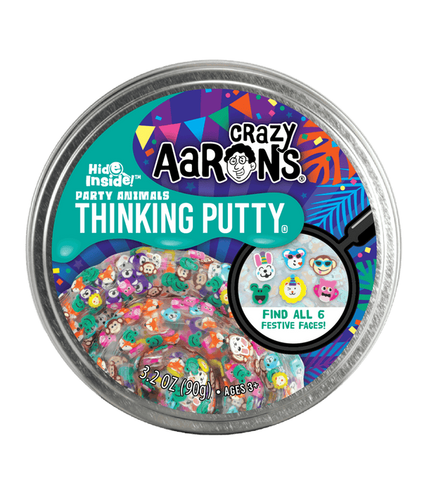 Crazy Aaron's Thinking Putty 4" Tin- Party Animals