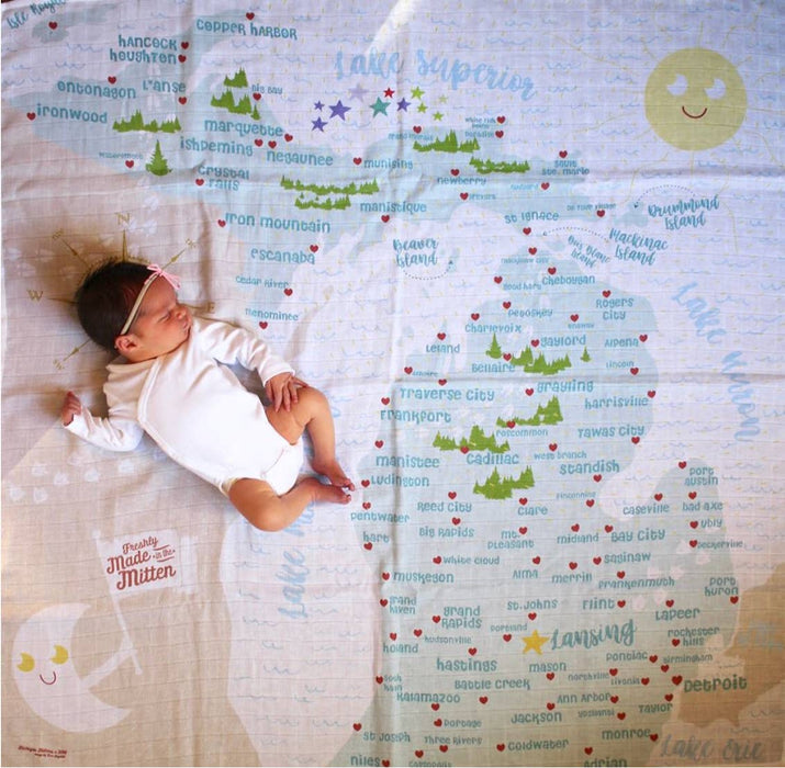 Michigan Map Baby Swaddle