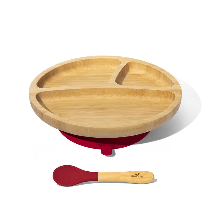 Avanchy Bamboo & Silicone Toddler Suction Plate & Spoon