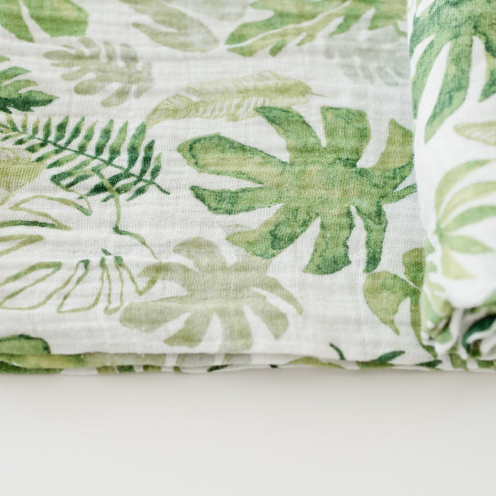 Little Unicorn Cotton Muslin Swaddle Blanket | Tropical Leaf