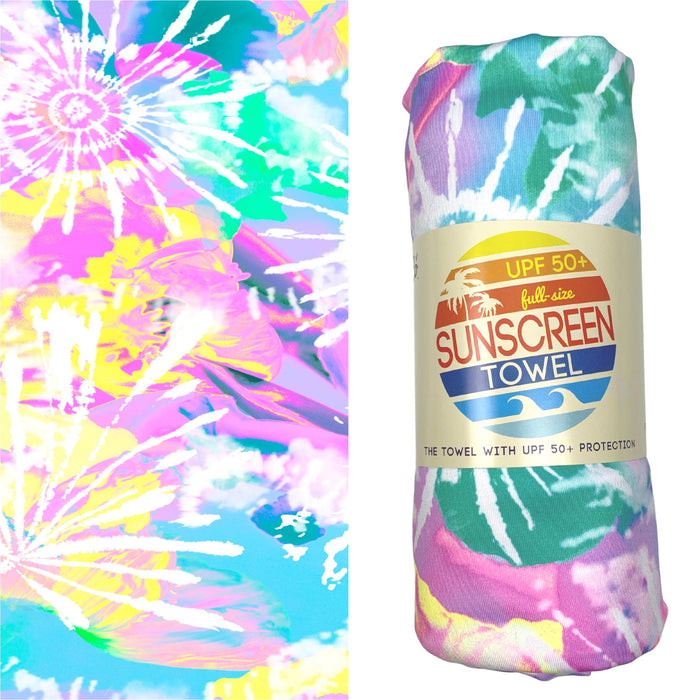 Full Size UPF 50+ Sunscreen Towel- Pastel Tie Dye