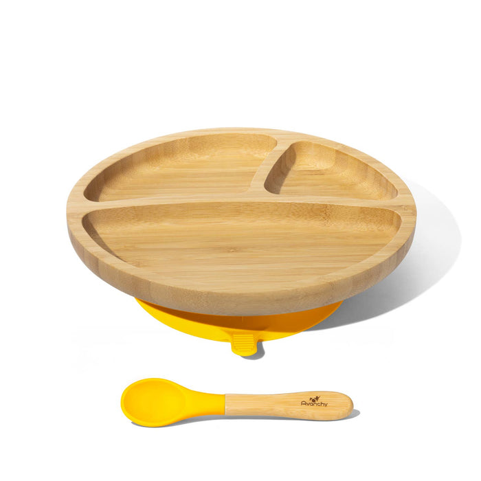 Avanchy Bamboo & Silicone Toddler Suction Plate & Spoon